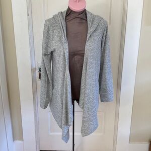 INC International Concepts Grey‎ Hooded Open Cardigan Medium